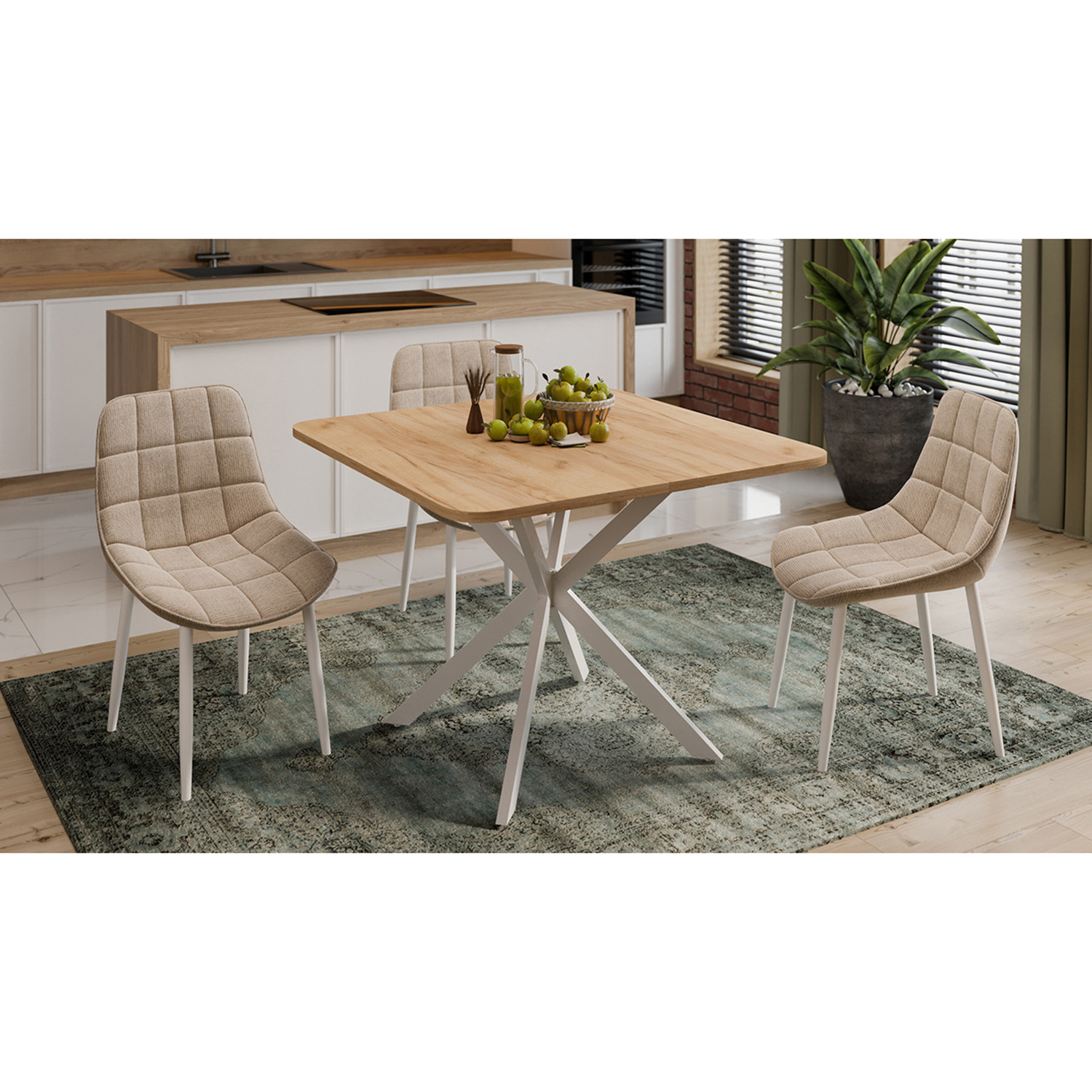 Стол обеденный прямоугольный раздв.Лиссабон Тип1 1000(+315)мм*1001*750мм Дуб Крафт золотой*1