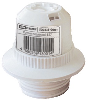 Патрон термостойкий Е27 резьбовой пластик с кольцом белыйTDM SQ0335-0008*10/50/200