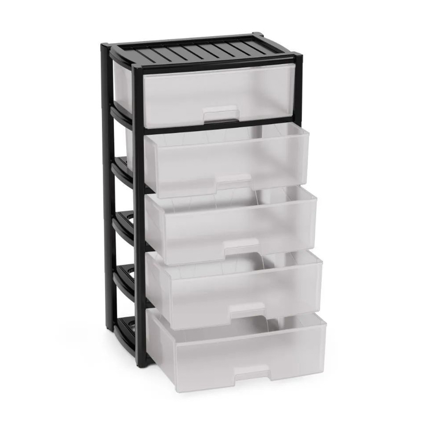 Комод пластм. "Колорит" 5 ящиков 1000х560х390мм Черный/Прозрачн. М8764 (ЗПИ "Альтернатива") *1