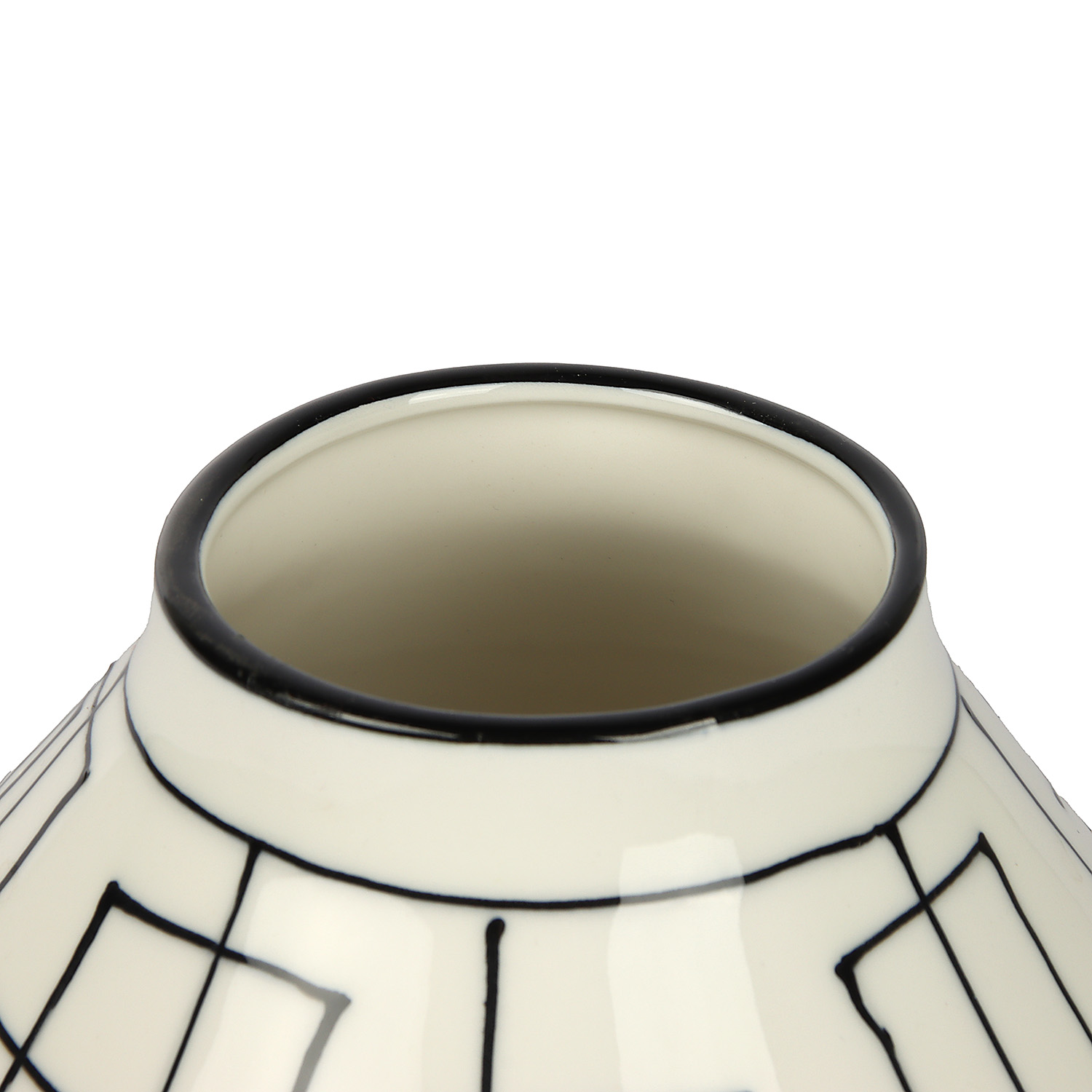 Ваза керамика настольная "Пикассо" (ручная роспись) квадраты, h=17 см, d=7см чёрно-белый  10073214