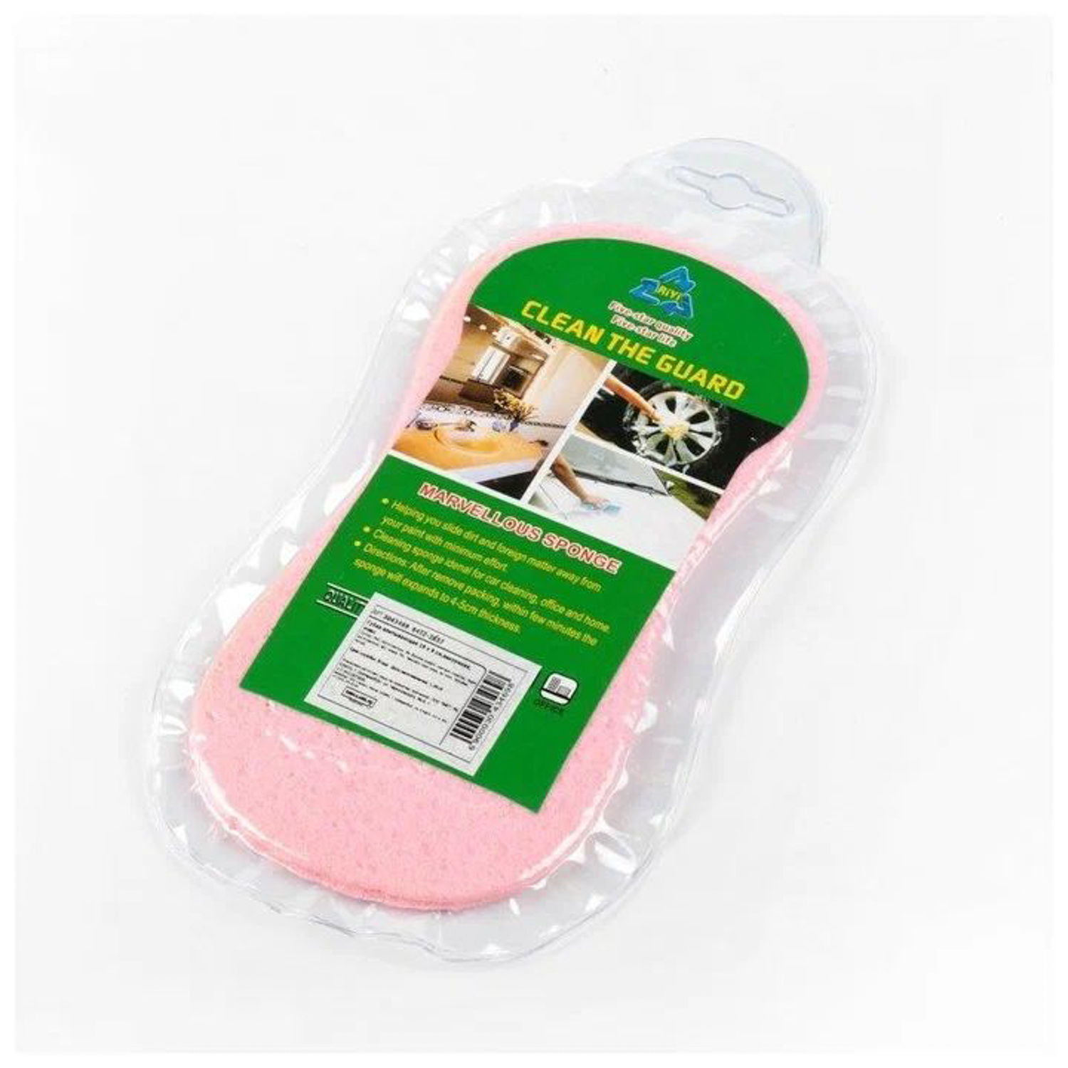 Губка впитывающая 19 x 9 см,вакуумная, микс