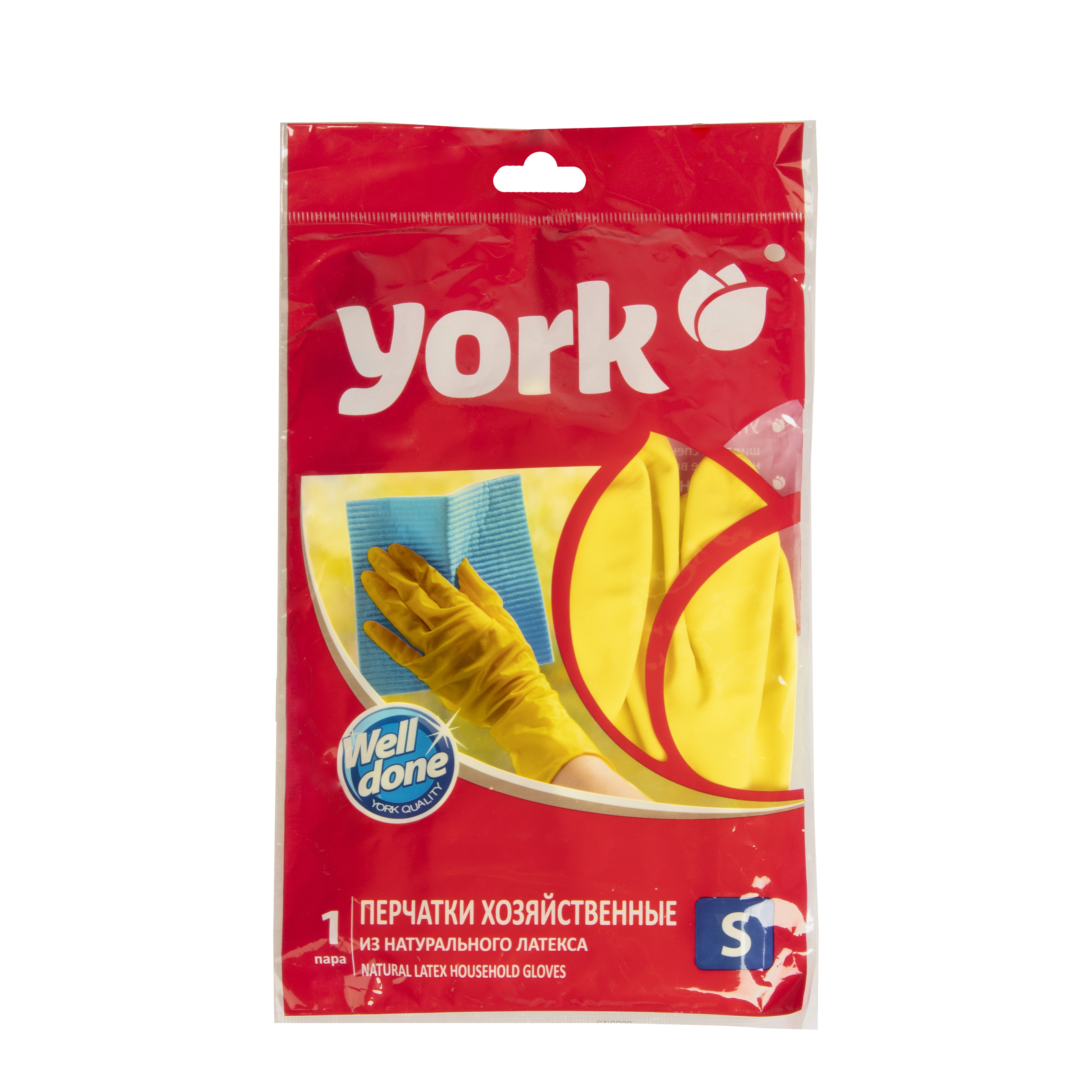 Перчатки латексные с хлопк.напыл. L (большой) 1пара Желтые 092010 "York" *12/144