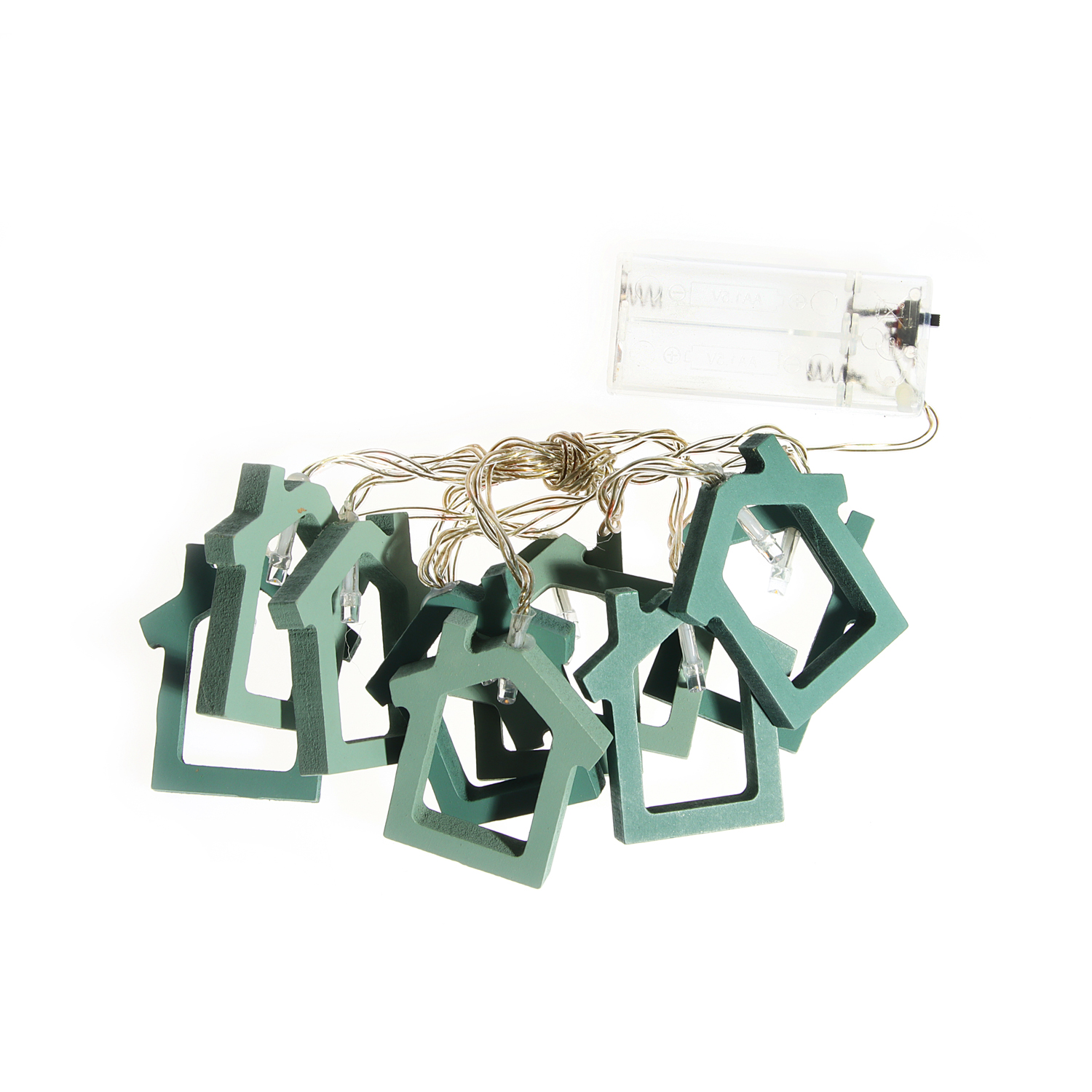 Гирлянда НИТЬ, 1.5 м, с насадк. "Дом синий", Н.С., LED-10-3V, 2*АА (не в компл), фиксинг, Т/БЕЛЫЙ