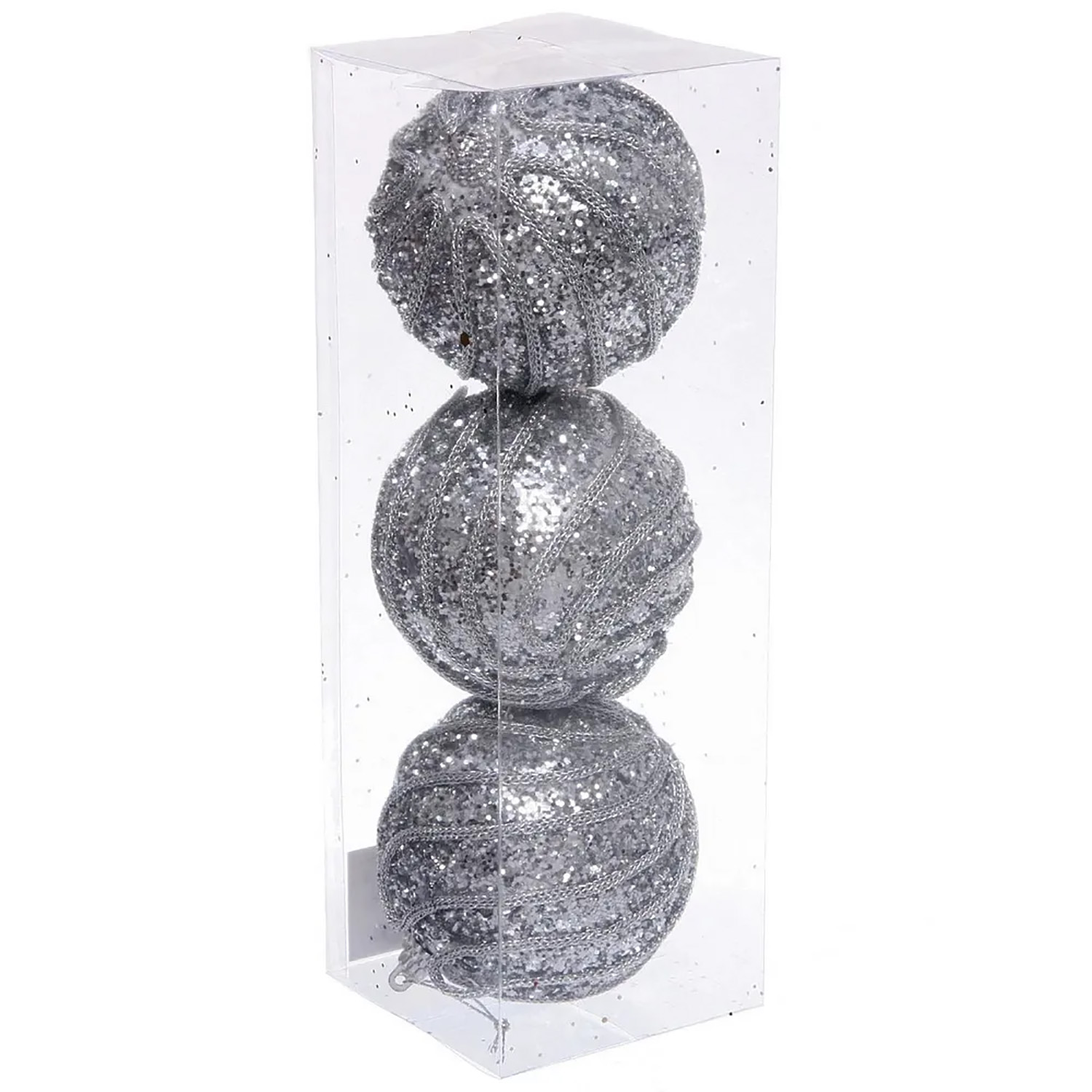 Новогодние шары "GLAME - Блестящий мир" 8 см (набор 3 шт), Серебро