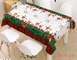 Клеёнка на тканевой основе "Версаль" "Новогодний принт" кр.-зел.на белом шир.1,37м SD-117A *20