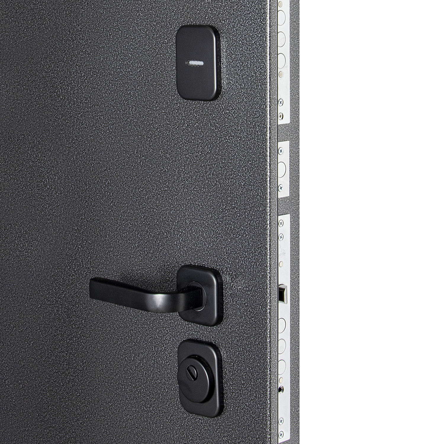 Дверь входная 2050х860х95 мм Дверной континент Брест, с зеркалом, левая, серебристый антик/белый матовый