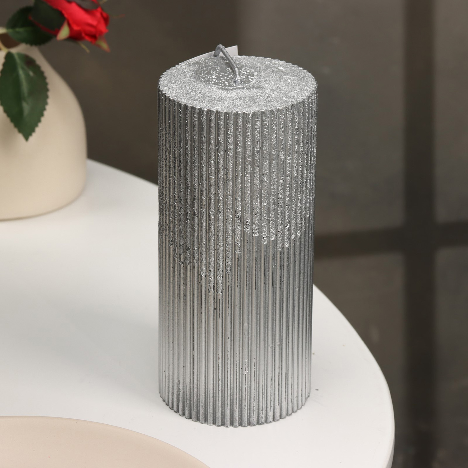 Свеча "Рельеф", 7×15см, серебристый  9814716
