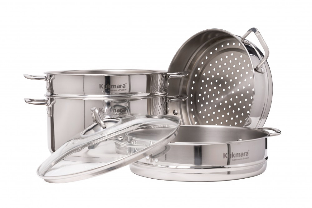 Мантоварка-пароварка нерж. 3-х ярусная, 6,0л, d260мм,выс.290мм д/Индукции STM602603G "Kukmara" *1/2