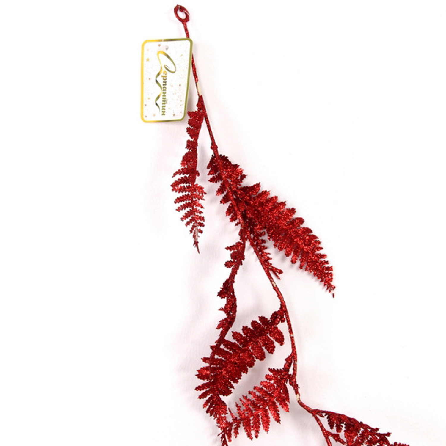 Украшение новогоднее "Сияющий папоротник" 1,80 м, Красный