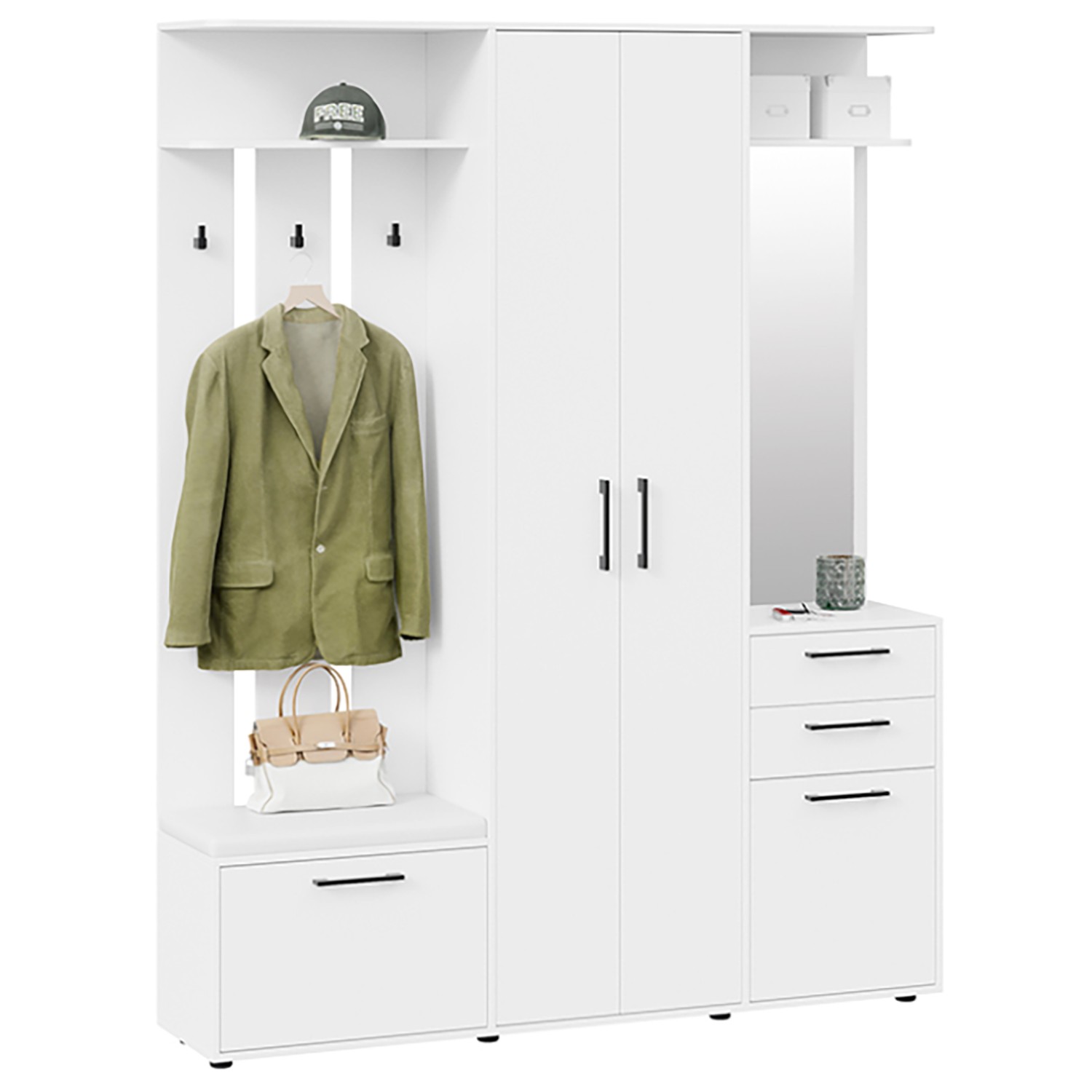 Набор мебели для прихожей ВИТРА Тип 2 Белый ясень *1 Набор мебели для прихожей ВИТРА Тип 2 Белый ясень *1