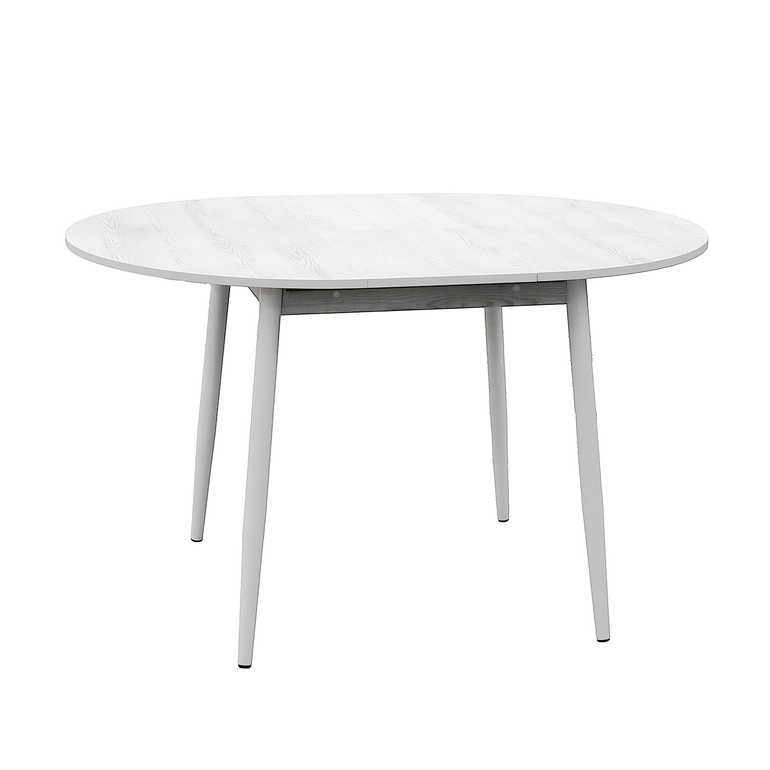 Стол раздв.КРУГЛЫЙ ОРИОН d950(+300)мм h750мм ЛДСП Сосна белая+ опора металл Белая *1