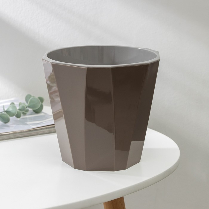 Кашпо пластм. "Палермо" 3,6л d верха 202мм h193мм со вставкой Корич-серое С317КСЕР ("Мартика") *1/16