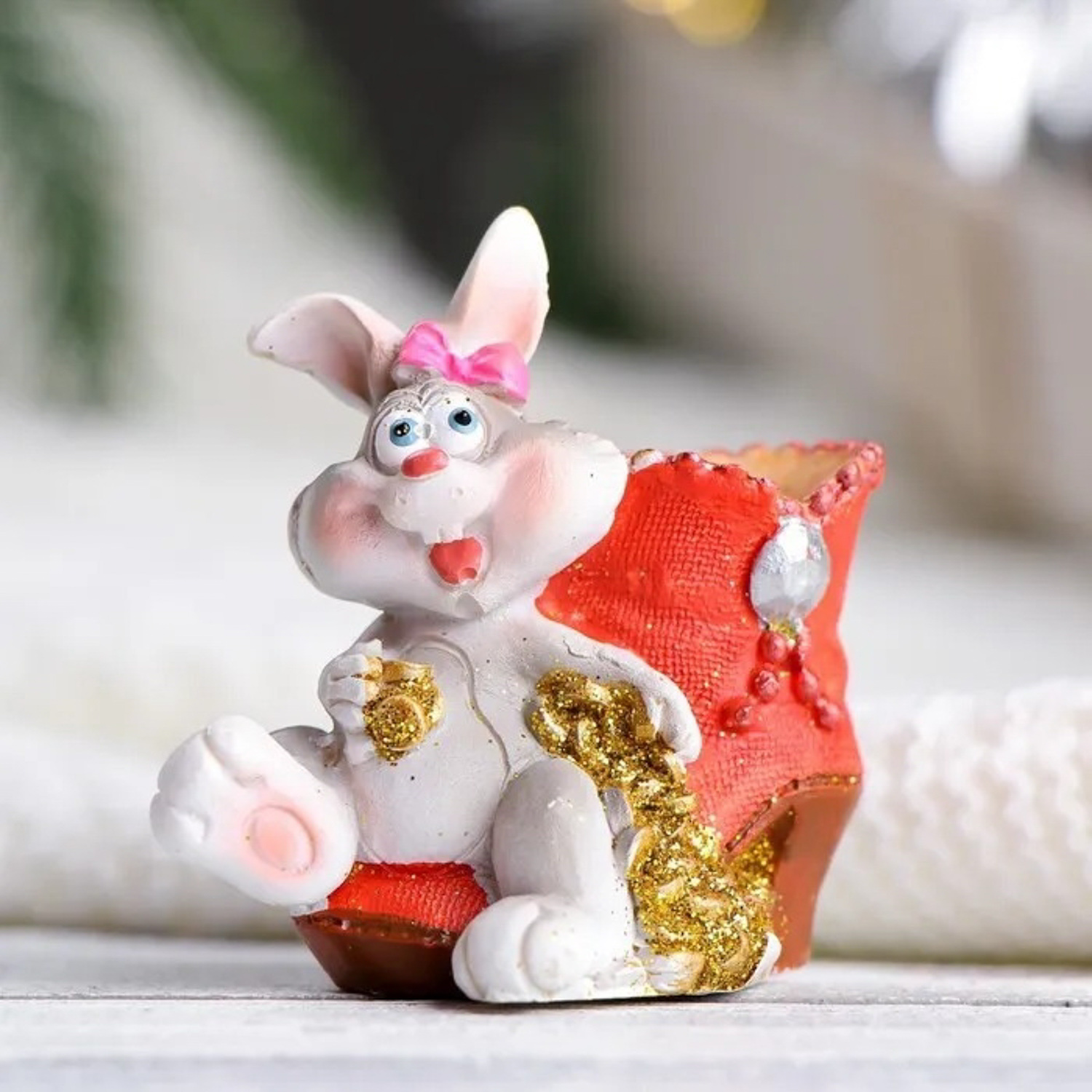 Подставка для зубочисток "Заяц с бабочкой" 6см МИКС 7805855