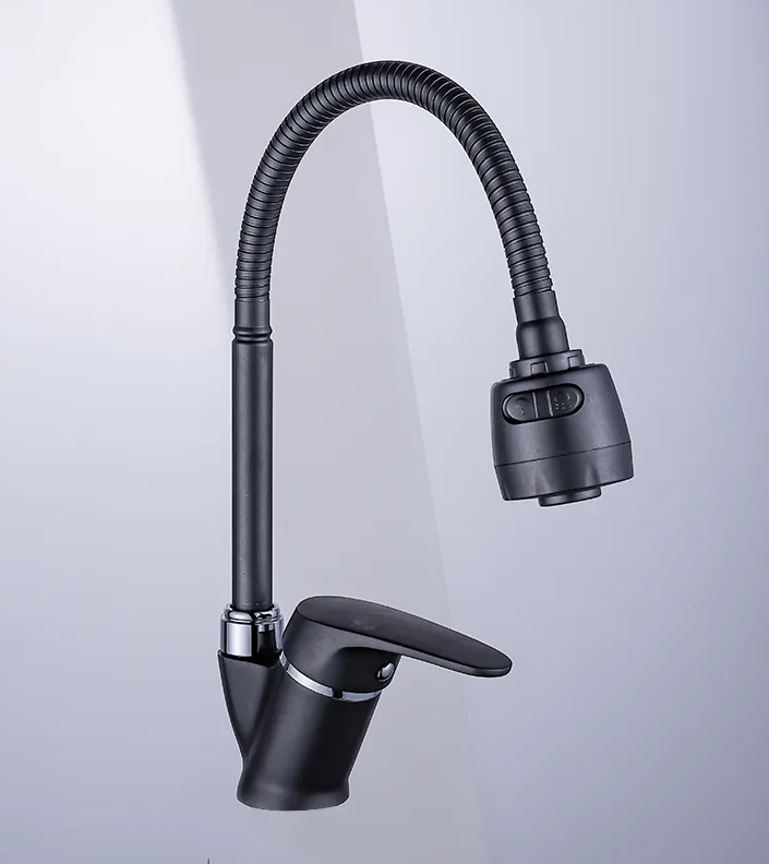Смеситель для кухни Potato P58277-19 с гибким изливом (черный) *1/10 Смеситель для кухни Potato P58277-19 с гибким изливом (черный) *1/10