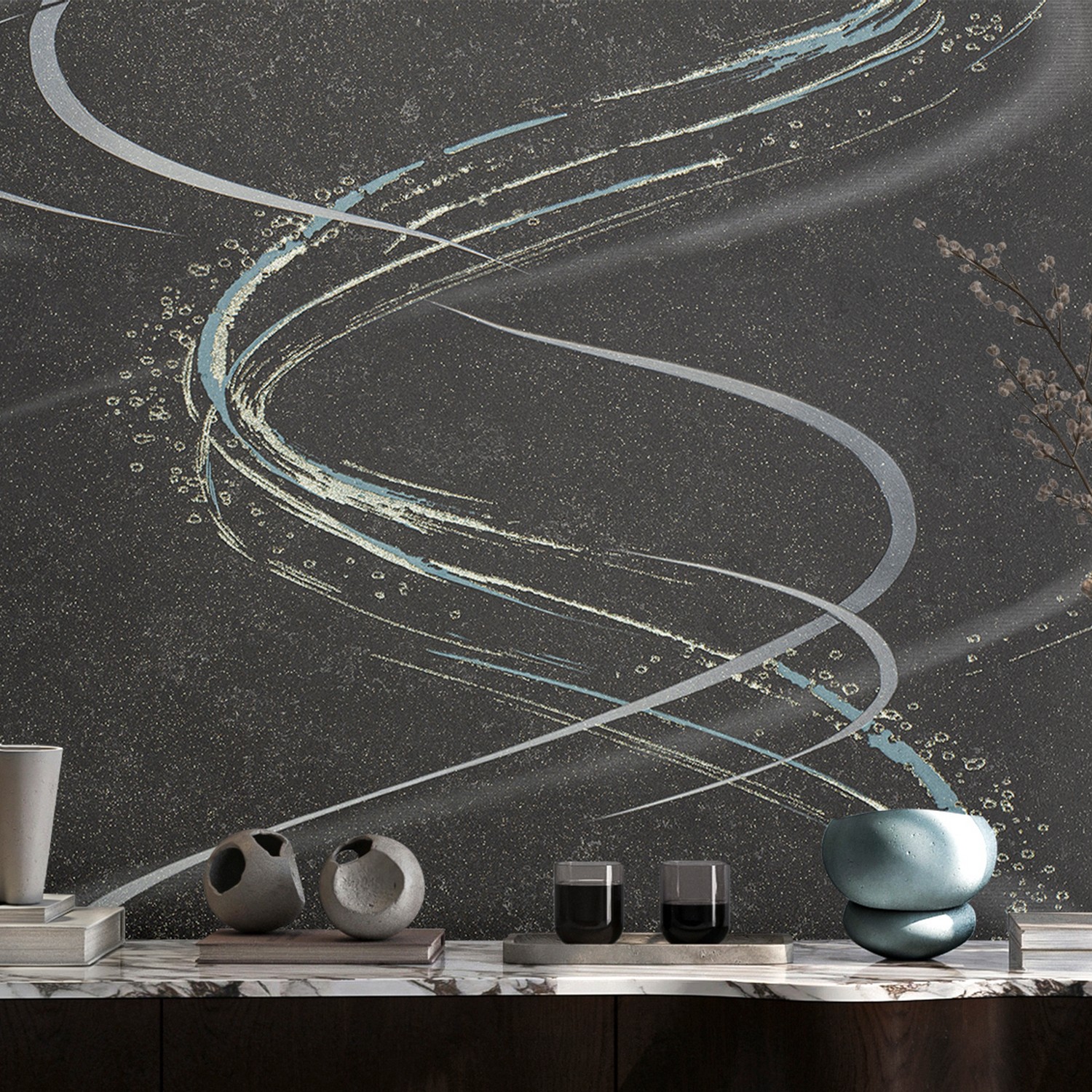 яяяОбои  флиз  Ateliero Tornado (графит) 589239 1.06*10м *6