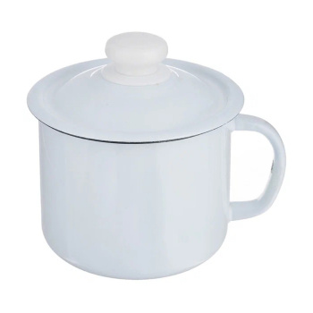 яяяКружка эмалированная 1,0л d120мм с Крышкой с металл.ручк., без деколи С-0207 *1/8