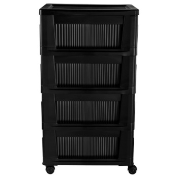 Комод пластм. "Velvet" 4 ящика выс.690мм, шир.300мм, гл.385мм Черный 435218813 ("Бытпласт") *1