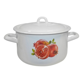 Кастрюля эмалированная 2,9л d180мм крышка с металл.ручк., с Деколью С-16111/4 *1/4