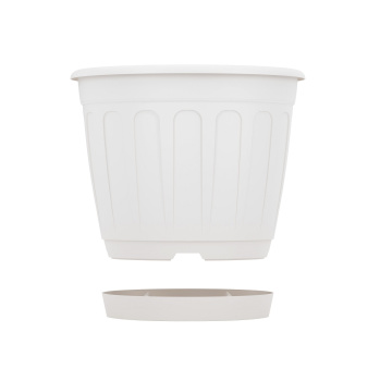 Кашпо пластм. "Дионис" 1,6л d верха 157мм h129мм с поддоном, прикорн.полив Белый М8243 *1/32