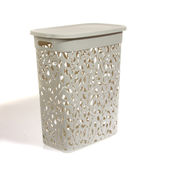 Корзина для белья пластм. 35л Флора 420x265x505мм Белый ротанг М2620 (М-Пластика) *15