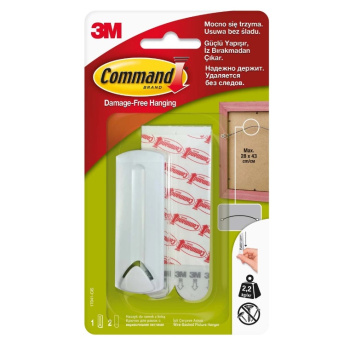 Крючок самоклеящийся пластм. д/рамок с верев.петл. Бел.(+1сменн.клейк.пол.) 17041 Command (3M™)*1/12