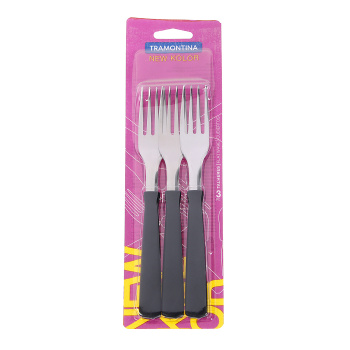 Набор столовых приборов нерж.-вилки столовые 3шт TRAMONTINA NewKolor пл.р.Черн.23162/300-TR *1/12