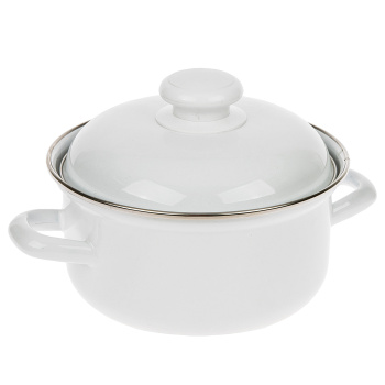 Кастрюля эмалированная 1,5л d160мм металл.кр.с пл.р.,об.нерж.,без деколи С-1508АП2 *1/4