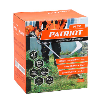 Триммер бензиновый 2Т 3л.с 52см3 шир.скаш44см леска 3мм нож 25,5см PATRIOT PT 553 1+1 *1