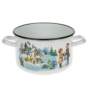 Кастрюля эмалированная 2,9л d180мм крышка с металл.ручк., с Деколью С-16111/4 *1/4