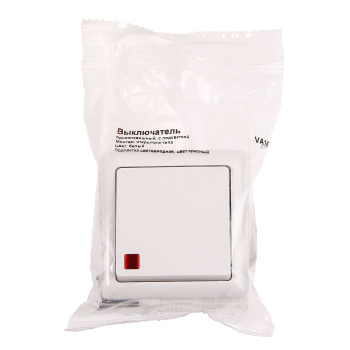 Выключатель "Хит" ОП 1кл. белый с индикатором ВА16-137-б *10/168