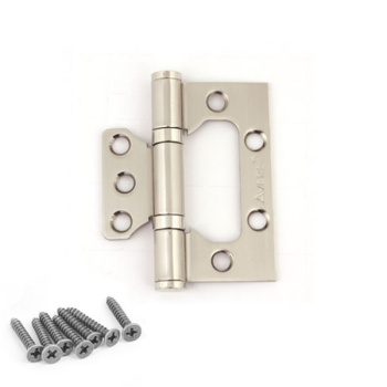 Петля без врезки 75*63*2,5мм НИКЕЛЬ матовый NIS (комплект 2шт.) AVERS *1/6/48