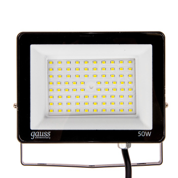 Прожектор светодиодный 50Вт 6,5К IP65 4500lm черный Gauss Elementary PROMO 613100350P *1/48