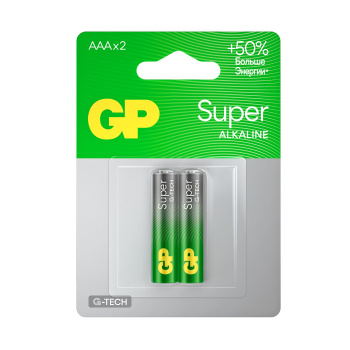 Элемент питания AAA (LR03) GP Super Alkaline 24AA21-2CRSBC2, 2 шт.