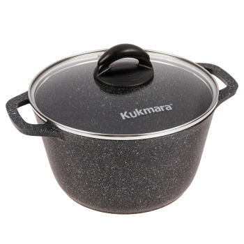 Кастрюля алюмин. антипригарная "Kukmara" "Granit" black 3,5л Стекл.кр. кгч35а *1/3