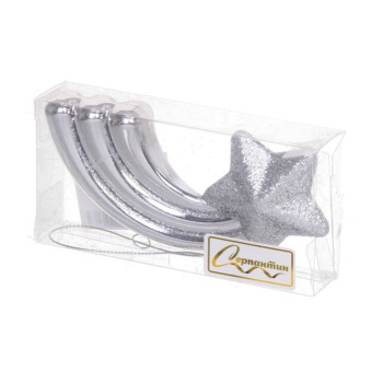 Ёлочная игрушка Звезда желаний 11*5*1,5 см, серебро