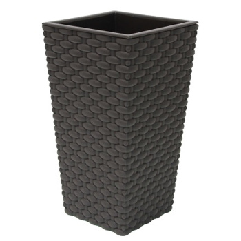 Кашпо пластм. "Ротанг" высокое 198х198х360мм Коричневый М3086 ("М-Пластика") *1/10