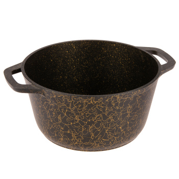 Кастрюля алюм. литая а/приг. Kukmara "Грация" черный/золото 4,5л Стекл.кр. кчз45а (Кукмор) *1/3