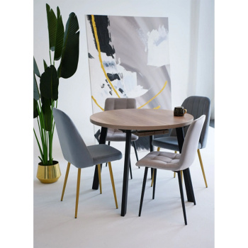 Стол обеденный круглый раздв.ГЕЙТ d950(+300)мм h750мм ДУБ КАНЬОН+4 опоры мат.черный *1