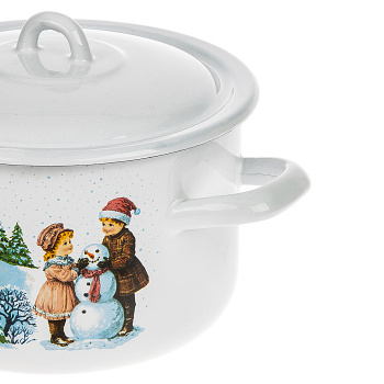 Кастрюля эмалированная 2,9л d180мм крышка с металл.ручк., с Деколью С-16111/4 *1/4