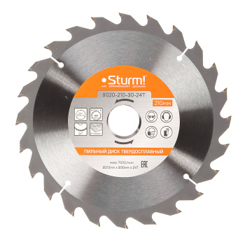 Диск пильный 210*30,0мм 24 зубьев по дереву (9020-210х30х24Т) Sturm *1/40 Диск пильный 210*30,0мм 24 зубьев по дереву (9020-210х30х24Т) Sturm *1/40