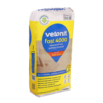 Наливной пол Vetonit fast Weber 4000, универсальный, 20 кг