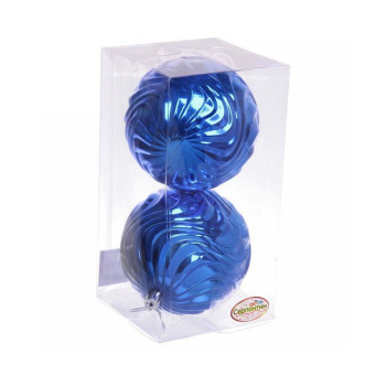 Набор новогодних шаров "Рельеф", диаметр 10 см, 2 шт., синий