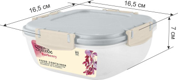 Контейнер д/прод. пластм. "Barberry" 0,7л 165х165х70мм герметичный SE224210025("Sugar Spice")*1/21