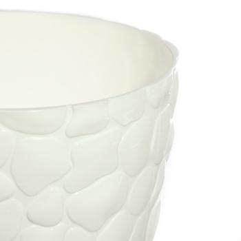 Кашпо пластм. "Камни" 2,6л д.180мм с поддоном Белый М3173 ("М-Пластика") *1/12