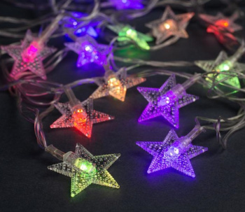 Гирлянда «Нить» Luazon Lighting, 5 м, мигание, мульти, звезды, 20 LED, IP20, 220 В