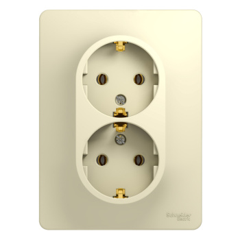 Розетка "Glossa" СП 2-мест. бежевая c/з GSL000224 *1/10