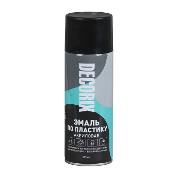 Эмаль-аэрозоль черный глянцевый по пластику 520 мл DECORIX (A01) *1/12