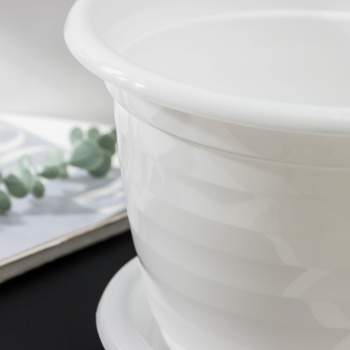 Кашпо пластм. "Виола" 5,0л d верха 265мм h201мм с поддоном Белый М1343 (ЗПИ "Альтернатива") *1/15