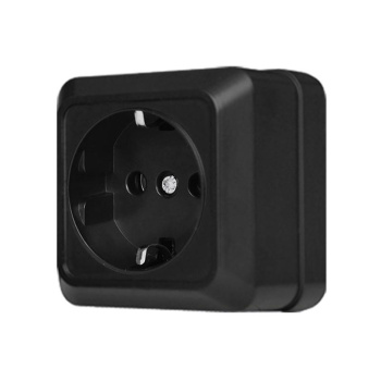 Розетка "Олимп" ОП 1-мест. черный с/з 16А IP20 UNIVersal 2227 *10/200