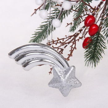 Ёлочная игрушка Звезда желаний 11*5*1,5 см, серебро